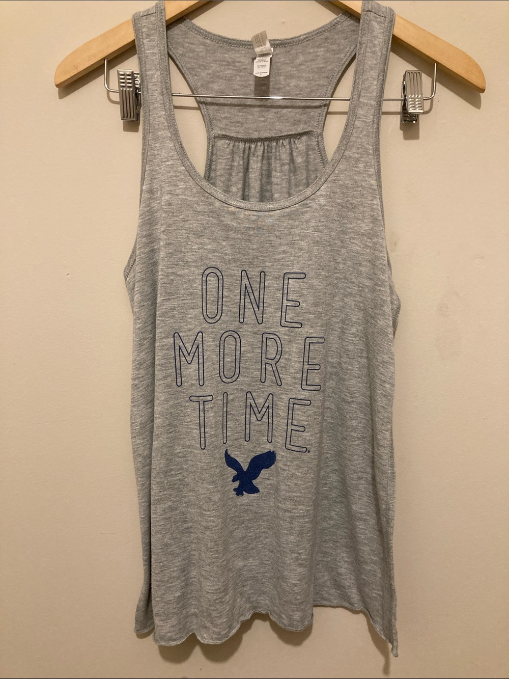 American Eagle Outfitters Grey 'One More Time' Racerback Tank
